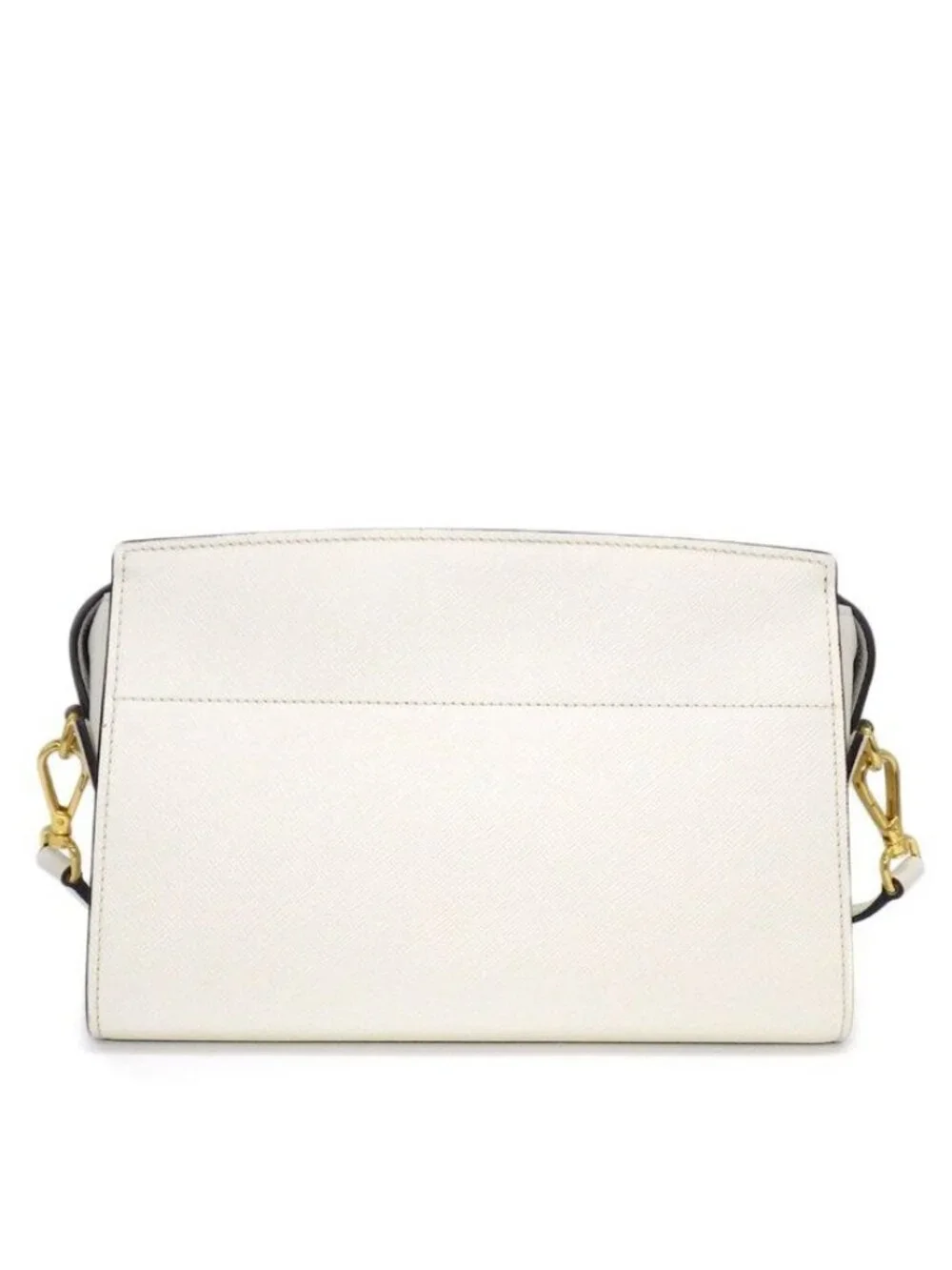 Prada Shoulder Bag Bandoliera Square Cross White Saffiano Leather Gold